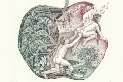 Iran Kozub, Exlibris Hans Manche ''Adam and Eve'', C3, 14.7x15.2 cm, 2020