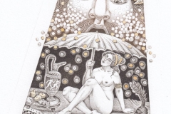 Irina Kozub, Exlibris Benoit Junod ''Danae'', C3, 17.4x13.6 cm, 2020