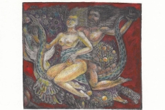 Vladimir Vereschagin, Exlibris Benoit Jinod ''Adam and Eva'', C3, C7, col., 12.9x14.7 cm, 2021