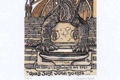 Gladys Munoz, Exlibris Contratalla Art ''Quan Sant Jordi no esta…'', X6/5, 11.6x8.8 cm, 2021